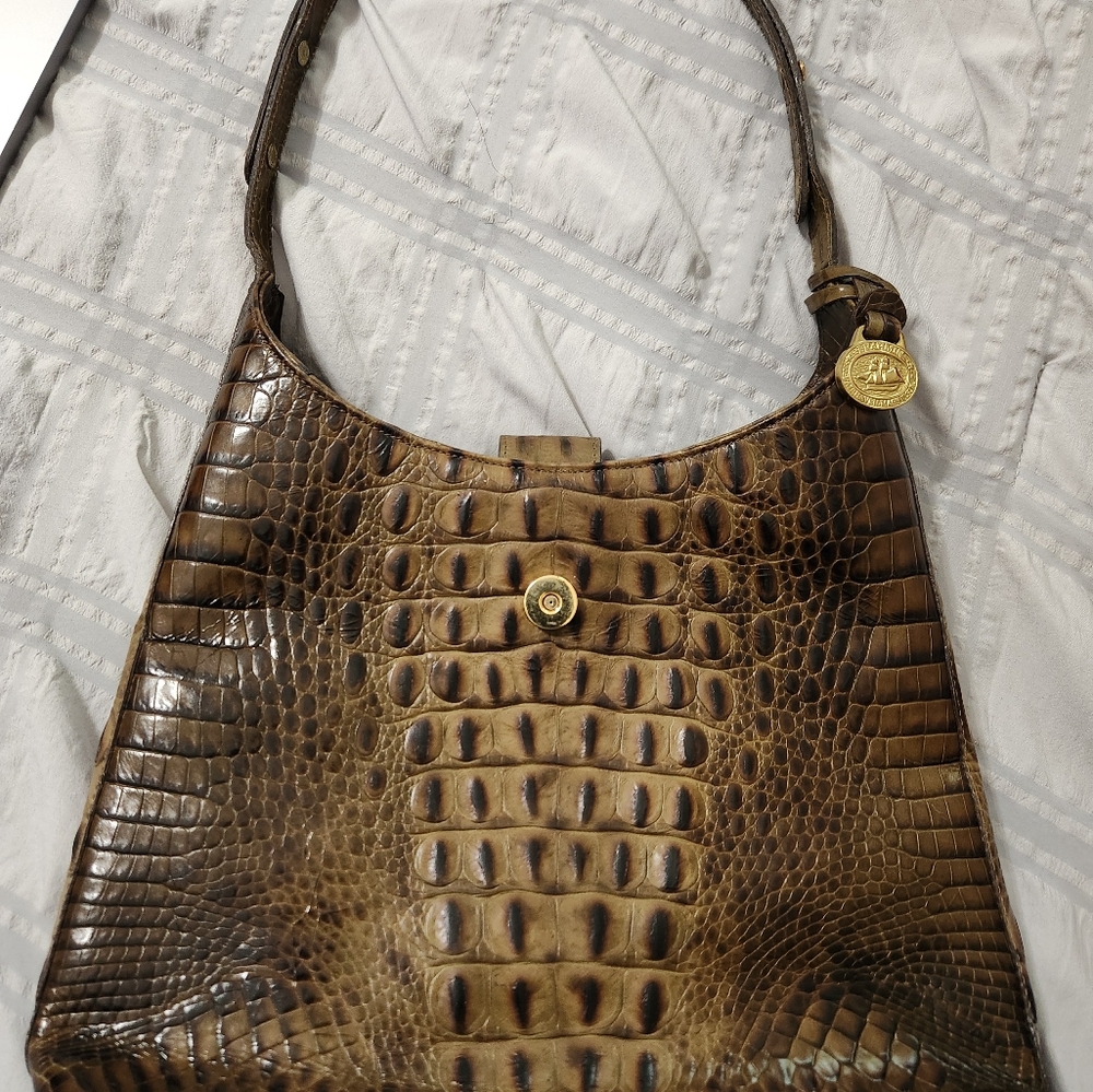 Kendall Brahmin Olive Melbourne Croc. Straps are Adjustable, 10"L X 3.5"wx9.5"H